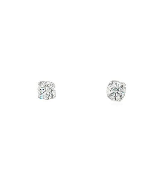 LAB GROWN:  Platinum Round Brilliant Cut Diamond Four Claw 'Tulip' Stud Earrings - 0.60ct