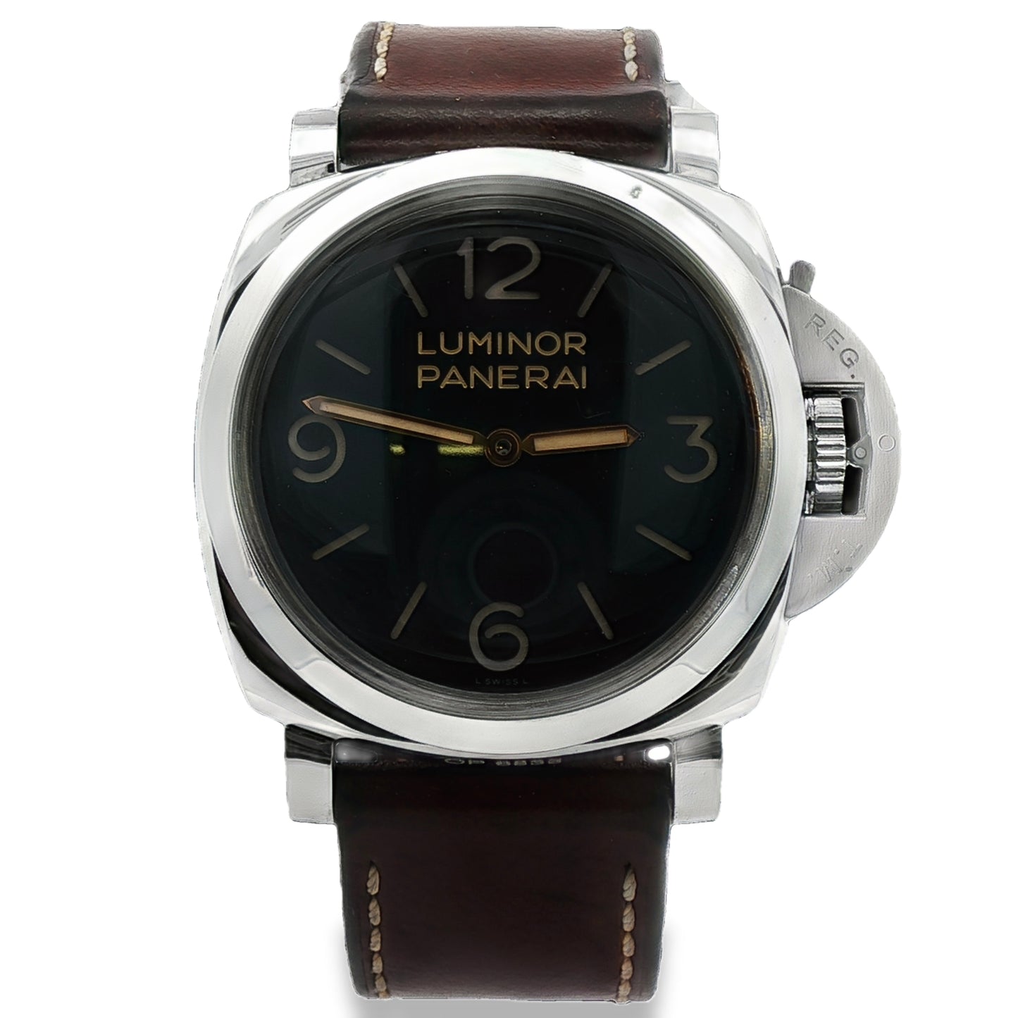 Pre-Owned: One Stainless Steel Panerai Luminor 1950 3 Days Manual Wind Watch.