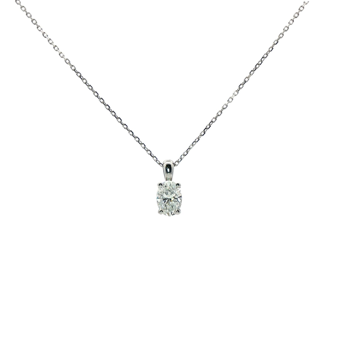 LAB GROWN: Platinum Oval Diamond Solitaire Claw Set pendant - 1.00ct.