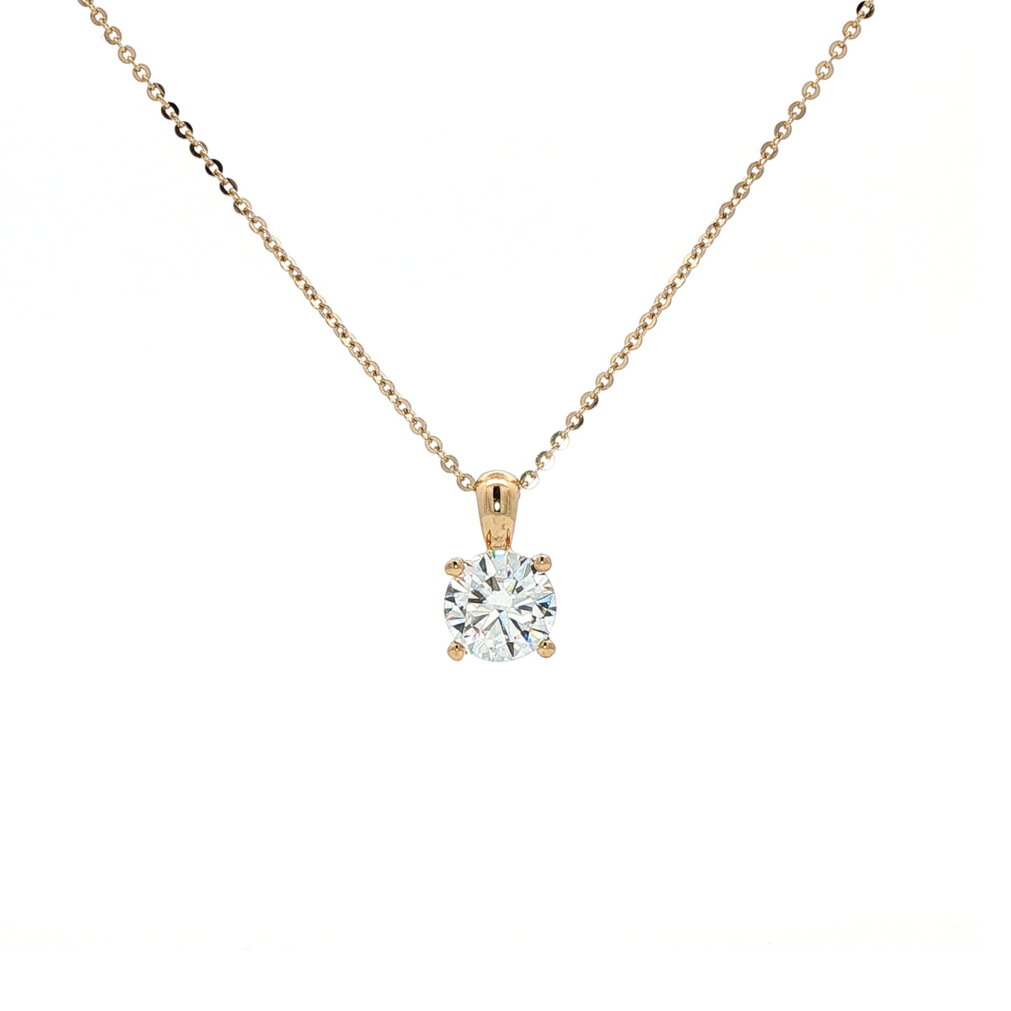 LAB GROWN: 18ct Yellow Gold Brilliant Cut Diamond Solitaire Claw Set Pendant - 2.00ct.