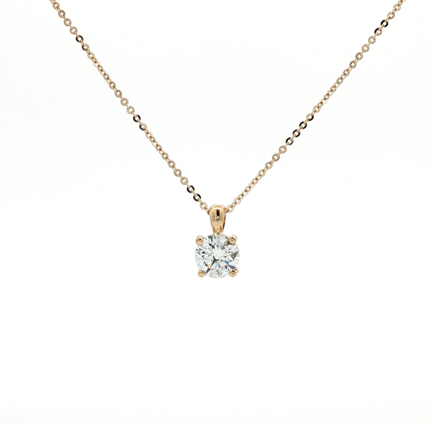 LAB GROWN: 18ct Yellow Gold Brilliant Cut Diamond Solitaire Claw Set Pendant - 1.51ct.