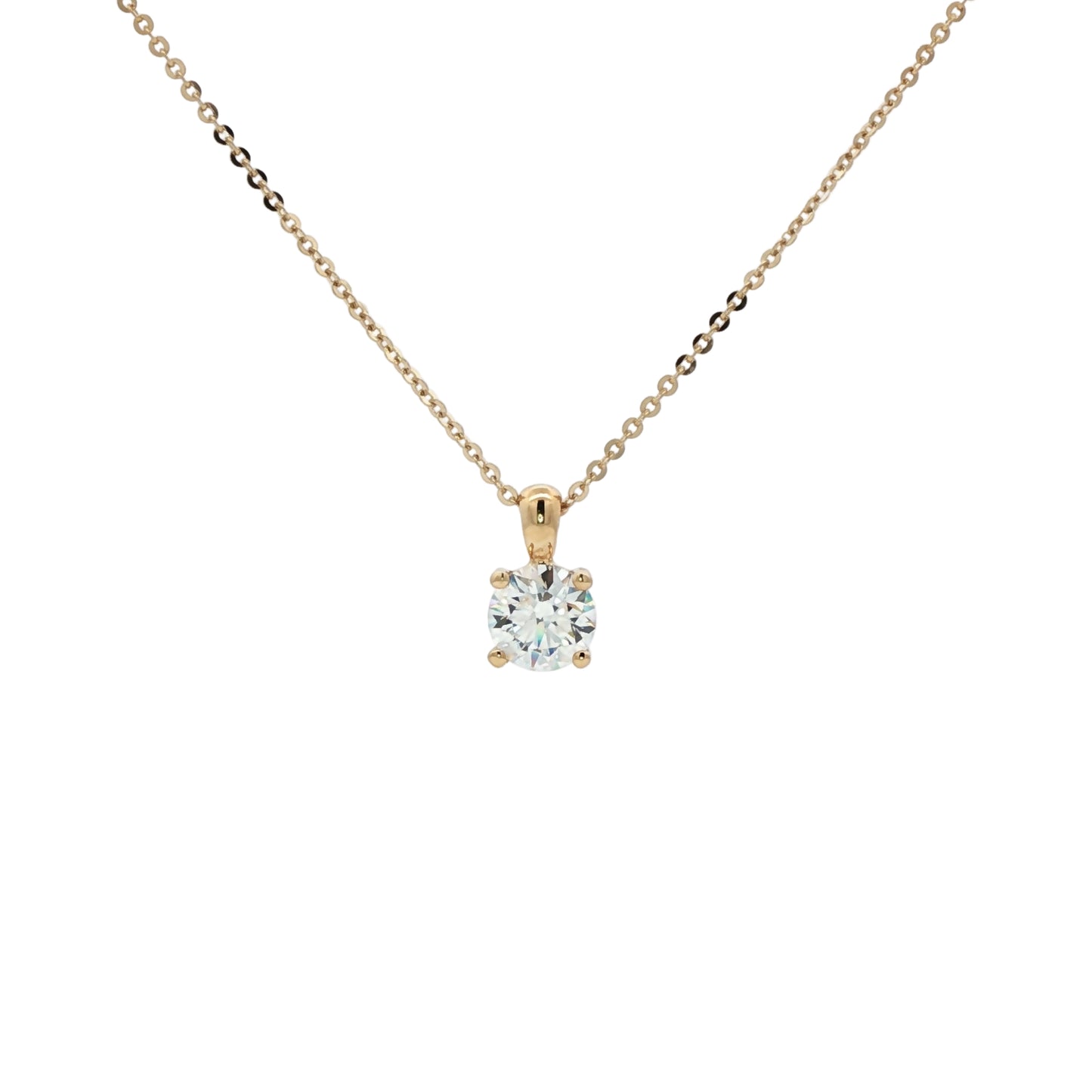 LAB GROWN: 18ct Yellow Gold Brilliant Cut Diamond Solitaire Claw Set Pendant - 1.27ct.