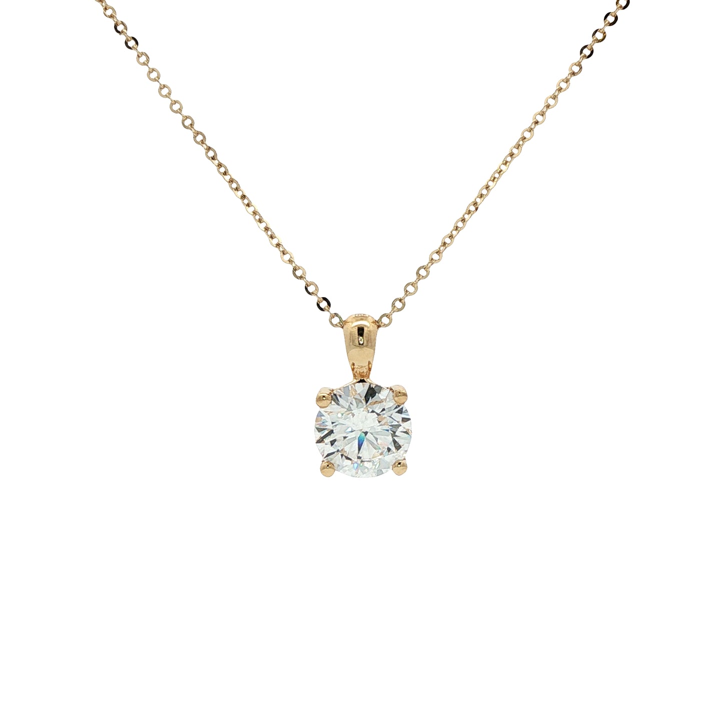 LAB GROWN: 18ct Yellow Gold Brilliant Cut Diamond Solitaire Claw Set Pendant - 2.50ct.