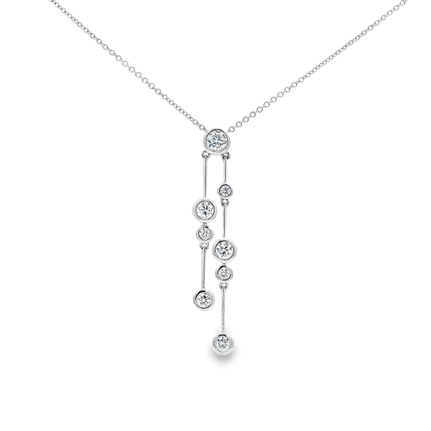 LAB GROWN: 9ct White Gold Round Brilliant Cut Drop Pendant - 0.75ct