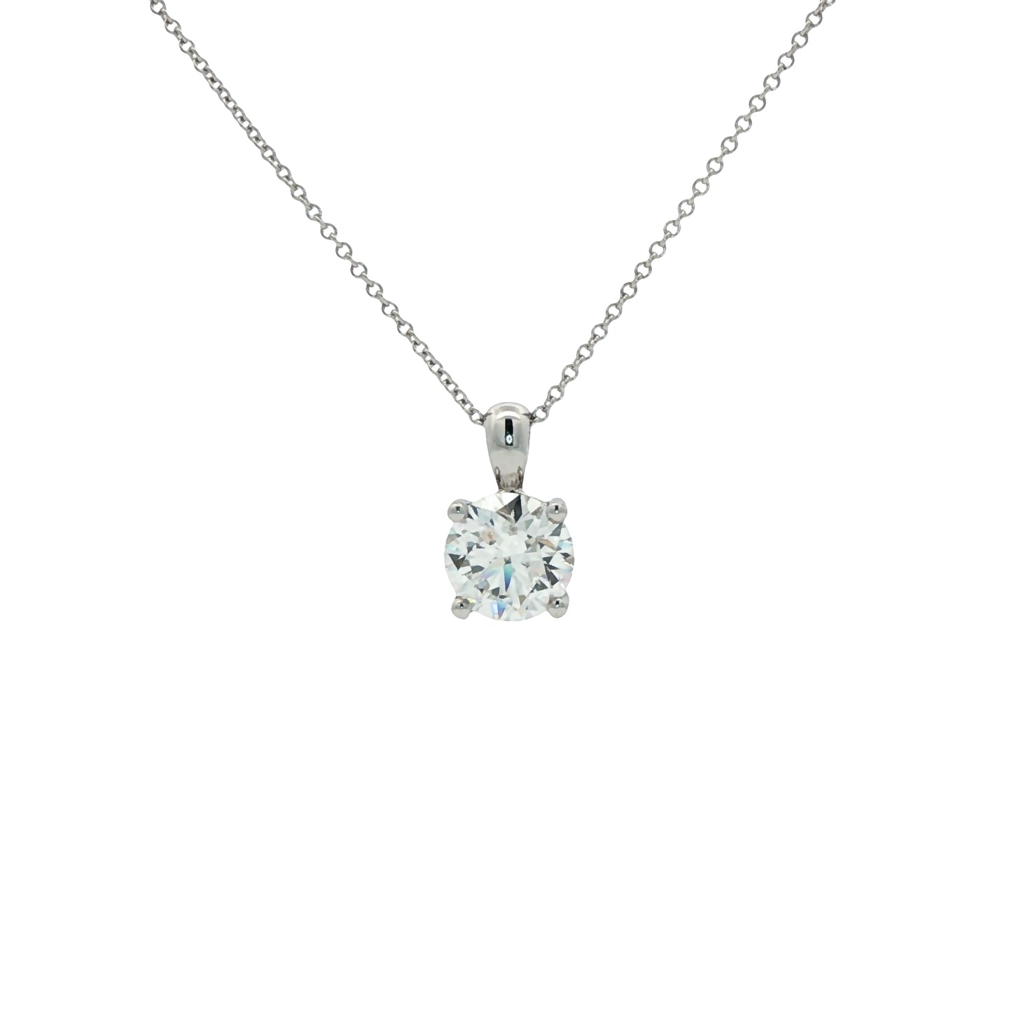 LAB GROWN: Platinum Brilliant Cut Diamond Solitaire Claw Set Pendant - 2.50ct.