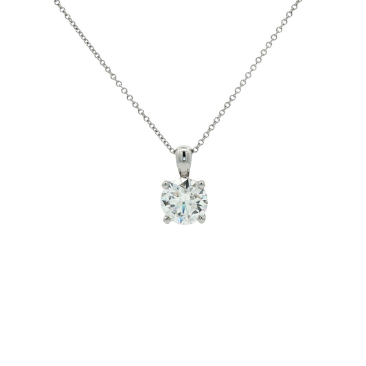 LAB GROWN: Platinum Brilliant Cut Diamond Solitaire Claw Set Pendant - 2.50ct.