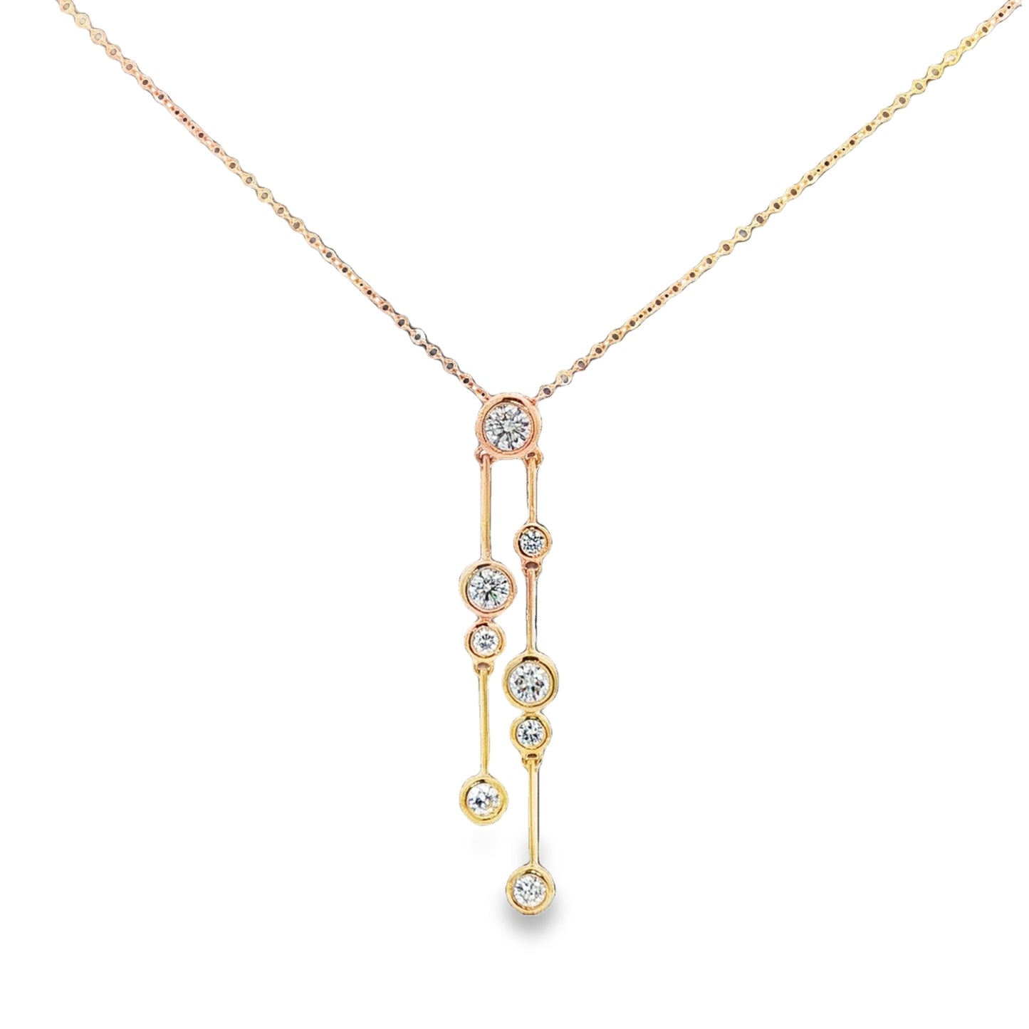 LAB GROWN: 9ct Yellow Gold Round Brilliant Cut Drop Pendant - 0.75ct