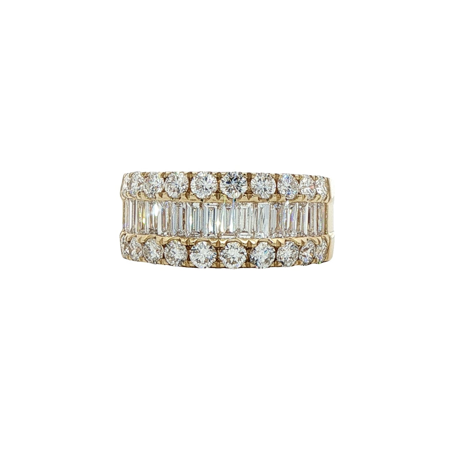 LAB GROWN: 9ct Yellow Gold Baguette And Brilliant Cut Diamond Dress Ring - D2.18ct