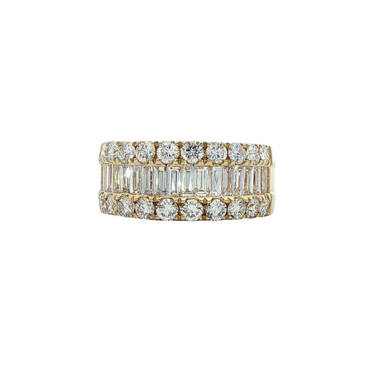 LAB GROWN: 9ct Yellow Gold Baguette And Brilliant Cut Diamond Dress Ring - D2.18ct