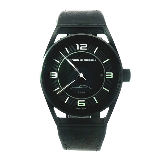 Pre-Owned: Black Titanium 'Porsche Design' Datetimer 70th Anniversary  Strap Watch.