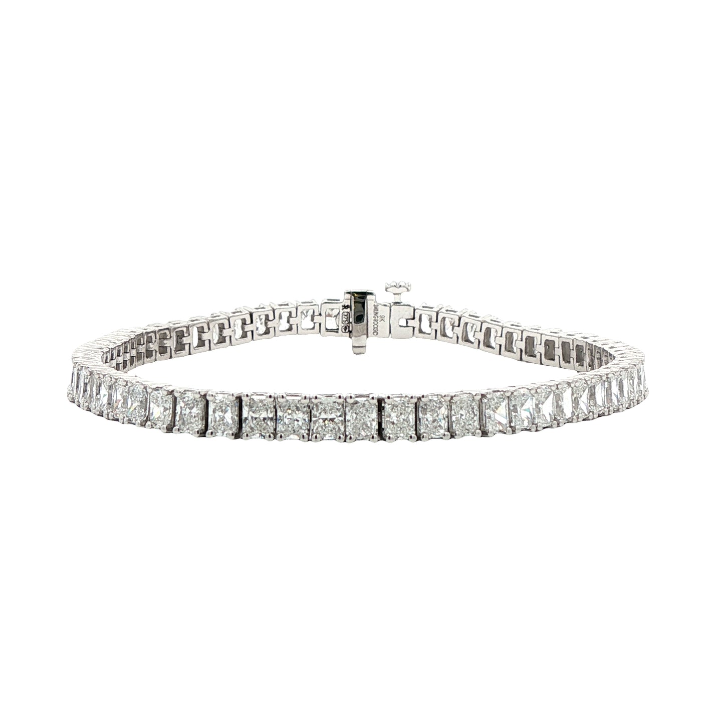 LAB GROWN: 9ct White Gold Radiant Cut Lab Grown Diamond Bracelet - 9.00ct