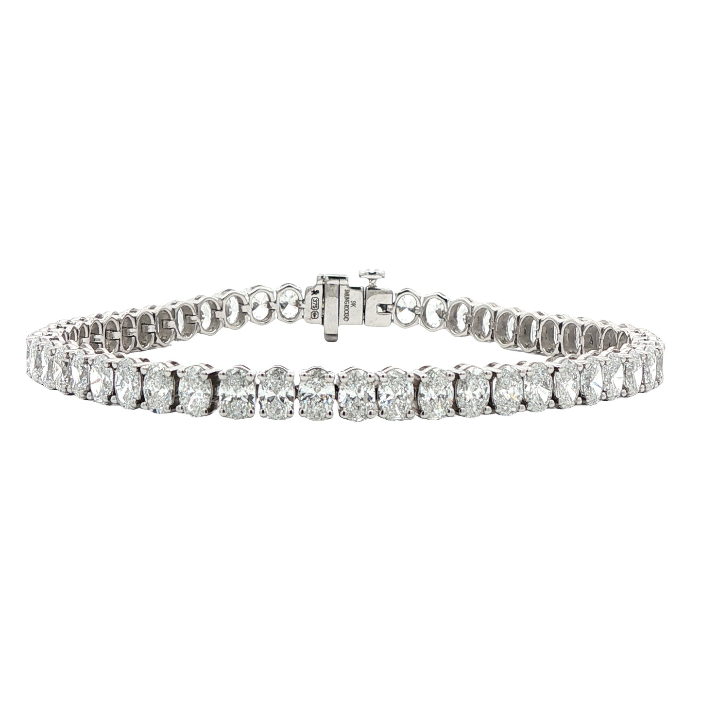 LAB GROWN: 9ct White Gold Oval Cut Lab Grown Diamond Bracelet - 9.16ct