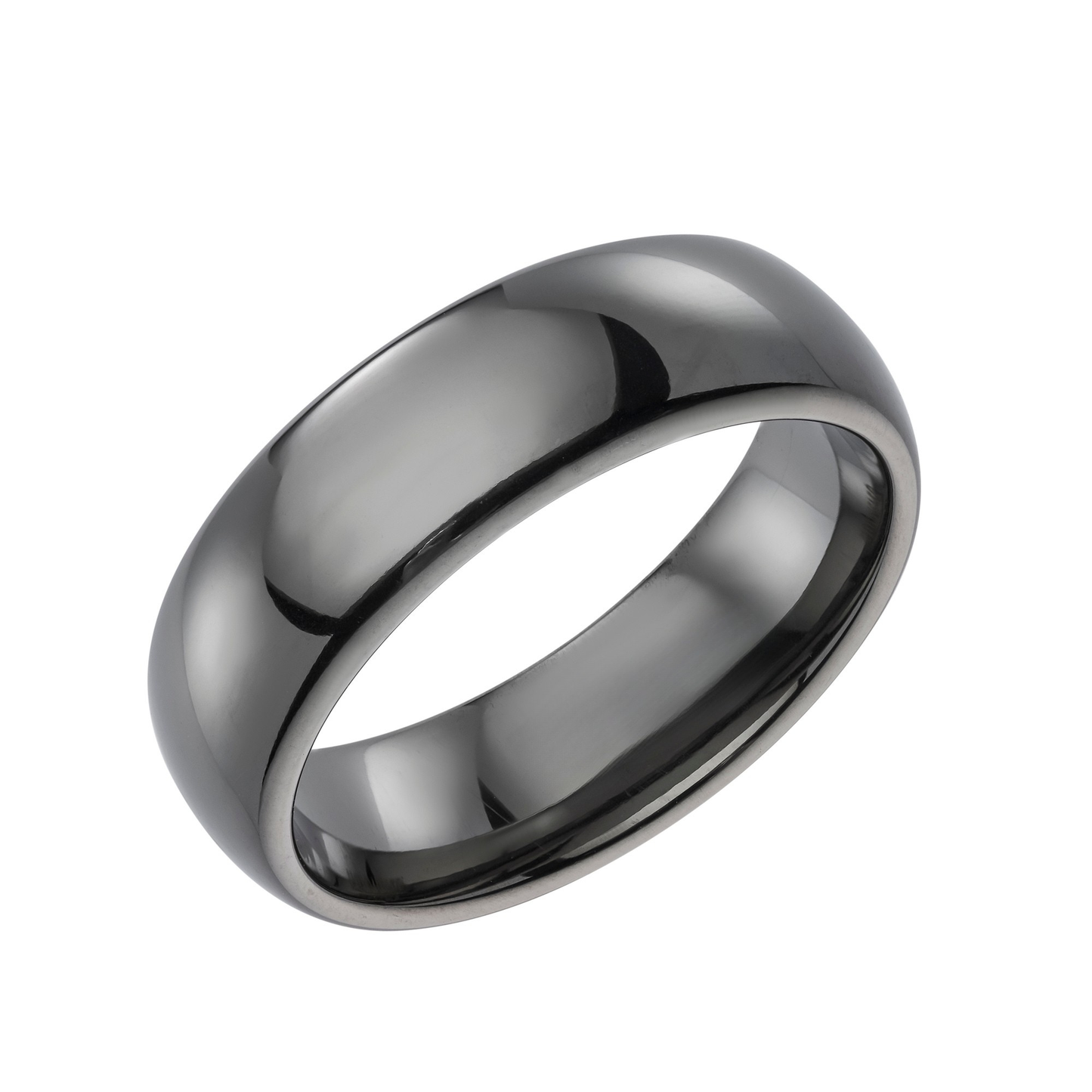 7.0mm Tungsten carbide court ring. Gun metal finish. Henry Johnstone Jewellers.