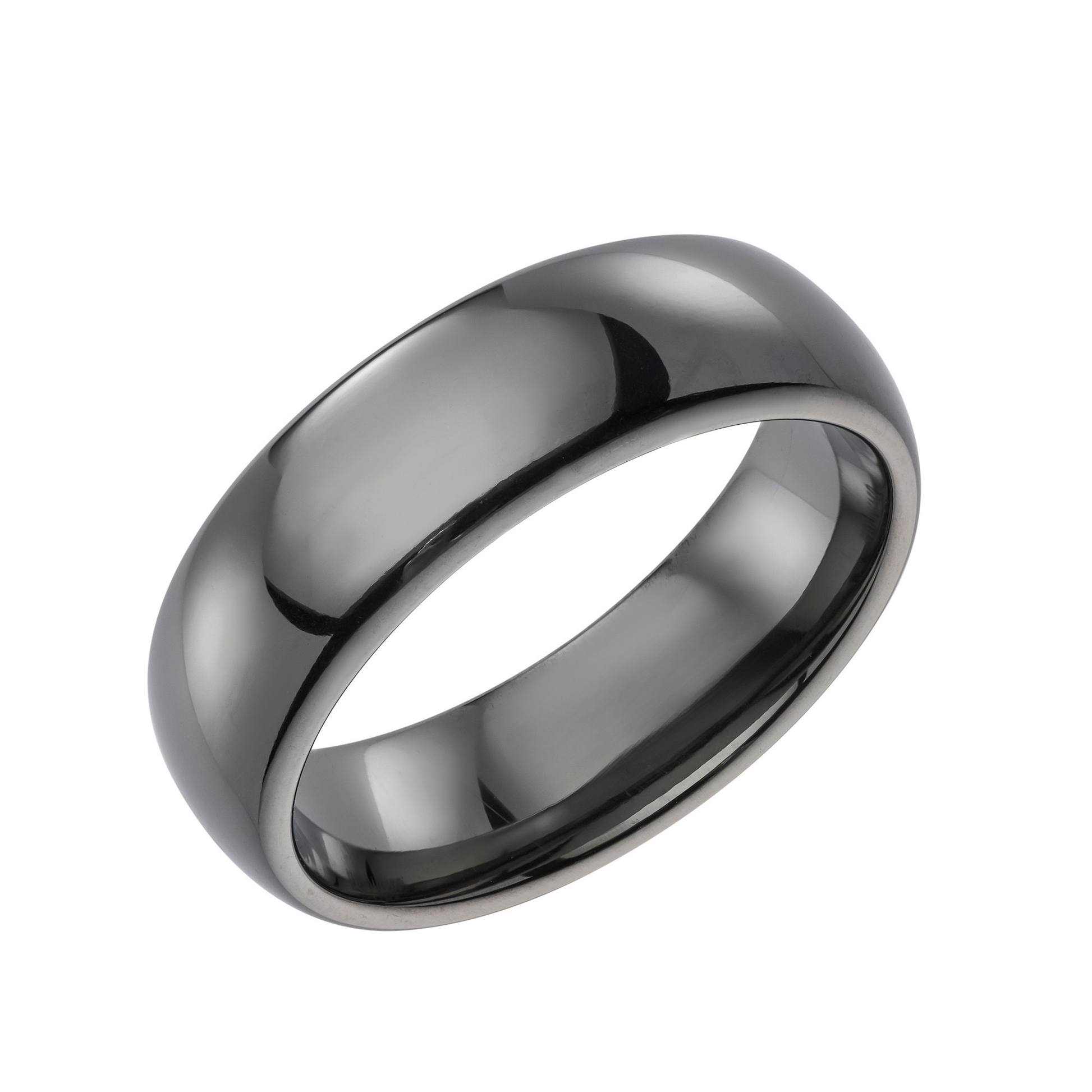 7.0mm Tungsten carbide court ring. Gun metal finish. Henry Johnstone Jewellers.