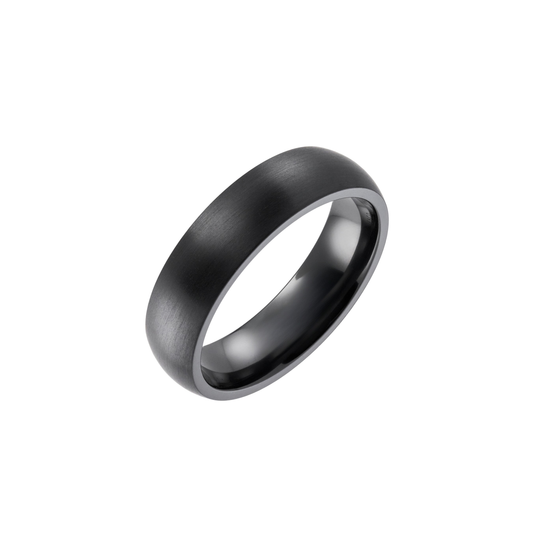 Black Zirconium 6.0mm Court Profile Wedding Band  - Matte finish