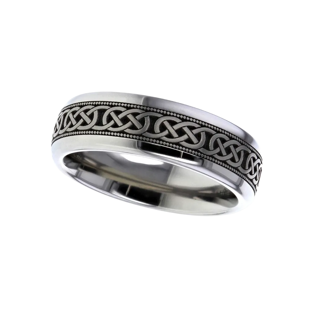 Titanium ring with Celtic knot design 