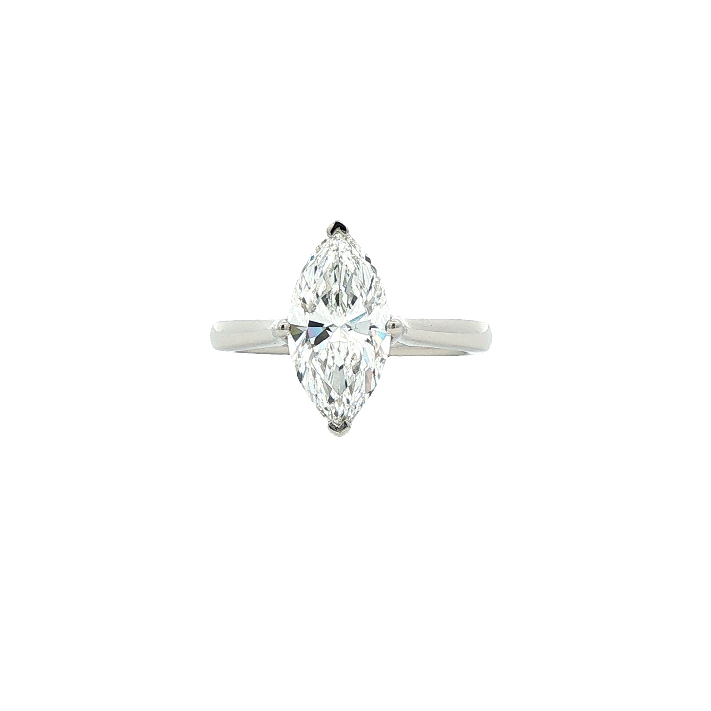 LAB GROWN: Platinum Marquis Cut Diamond Solitaire Ring - 2.03ct