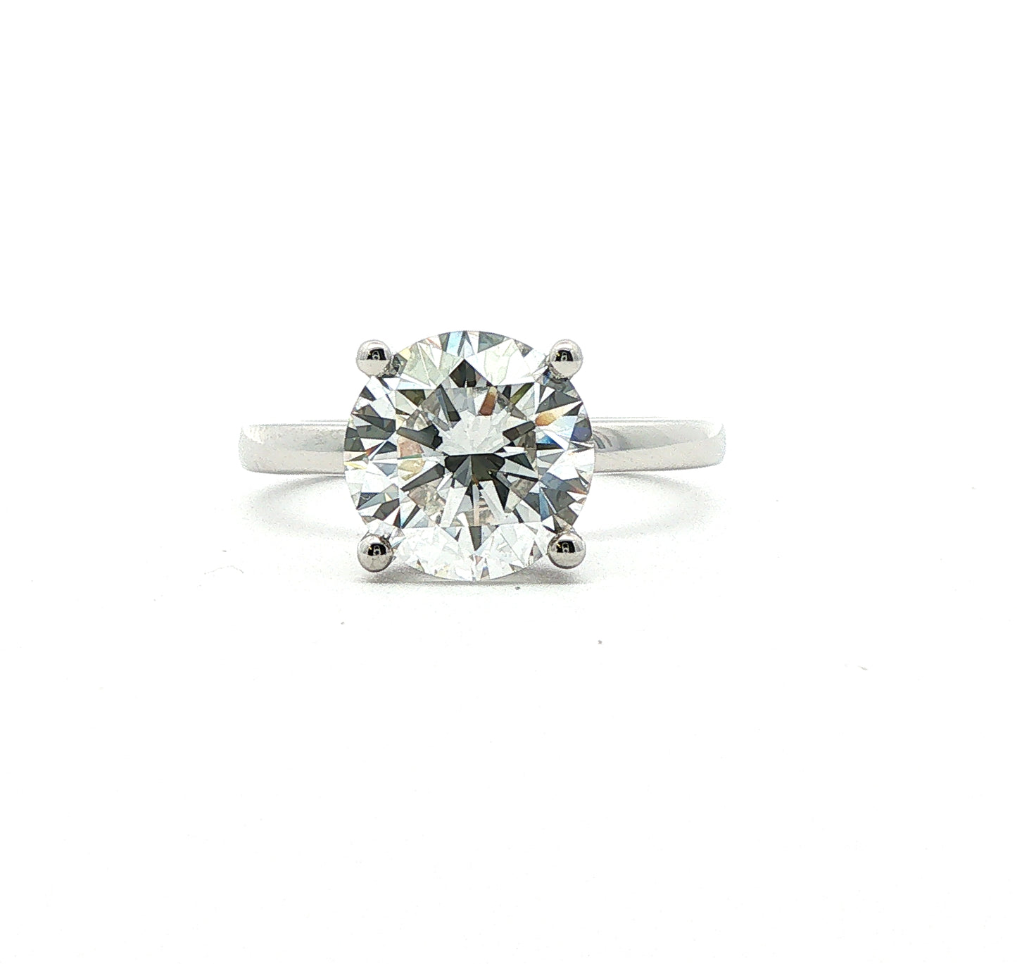 LAB GROWN: Platinum Brilliant Cut Diamond Solitaire Ring with Brilliant Cut Diamond Set Halo - 3.13ct