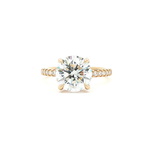 LAB GROWN: 18ct Yellow Gold Brilliant Cut Diamond Solitaire Ring With Diamond Set Shoulders - 3.29ct