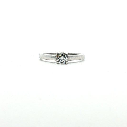Pre-Owned: One Platinum & Round Brilliant Cut Diamond Solitaire Ring - 0.33ct