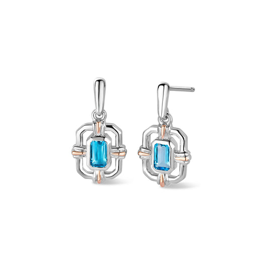 Clogau 'Enchanted Gateways' swiss blue Topaz Earrings -  3SEGW0731