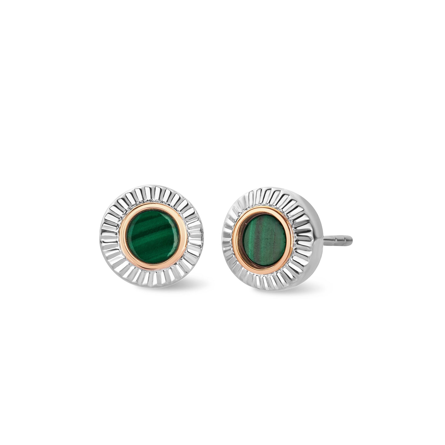 Clogau 'Padarn' Sterling silver  Malacite  Stud  Disc Earrings.  3SMCH0754