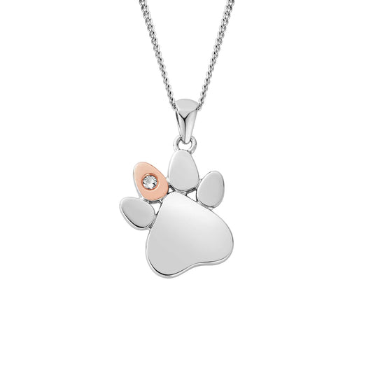 Clogau 'Paw Prints' Sterling Silver Pendant with Topaz 3SPWPO225