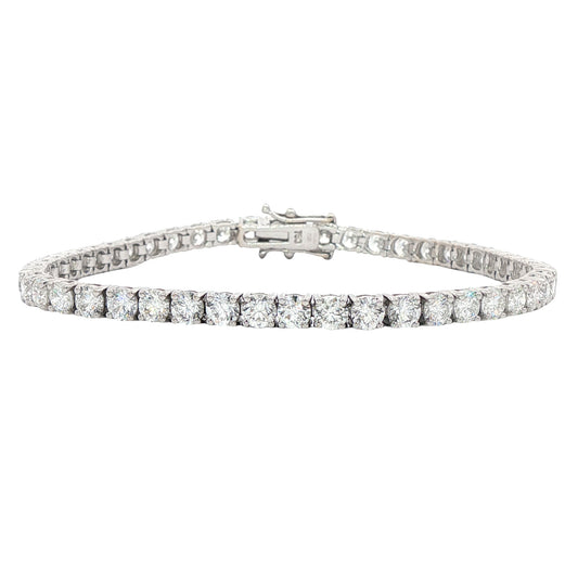 18ct white gold diamond line bracelet, 48 round brilliant cut diamonds - 8.73ct
