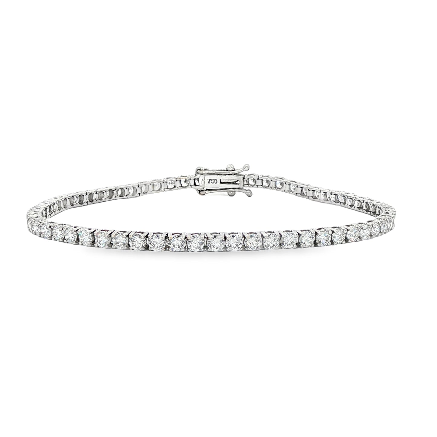 18ct White Gold Brilliant Cut Diamond Set Line Bracelet - 3.90ct