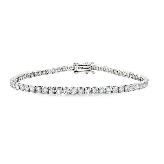 18ct White Gold Brilliant Cut Diamond Set Line Bracelet - 3.90ct