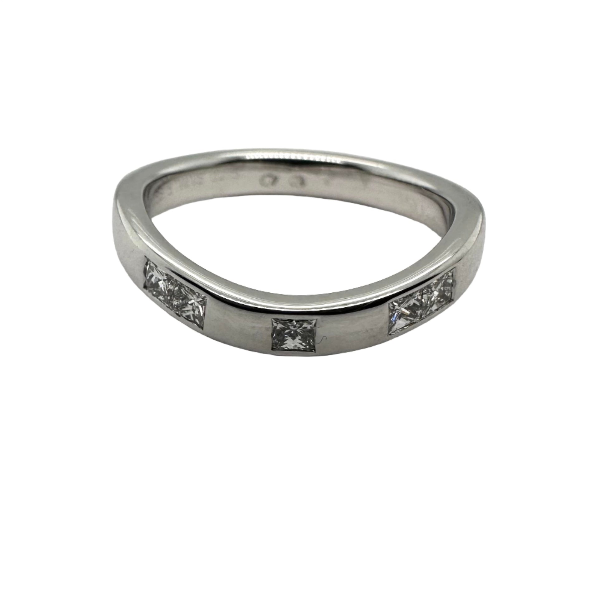 3.0mm White Gold Wedding Band with Princess Cut Diamonds