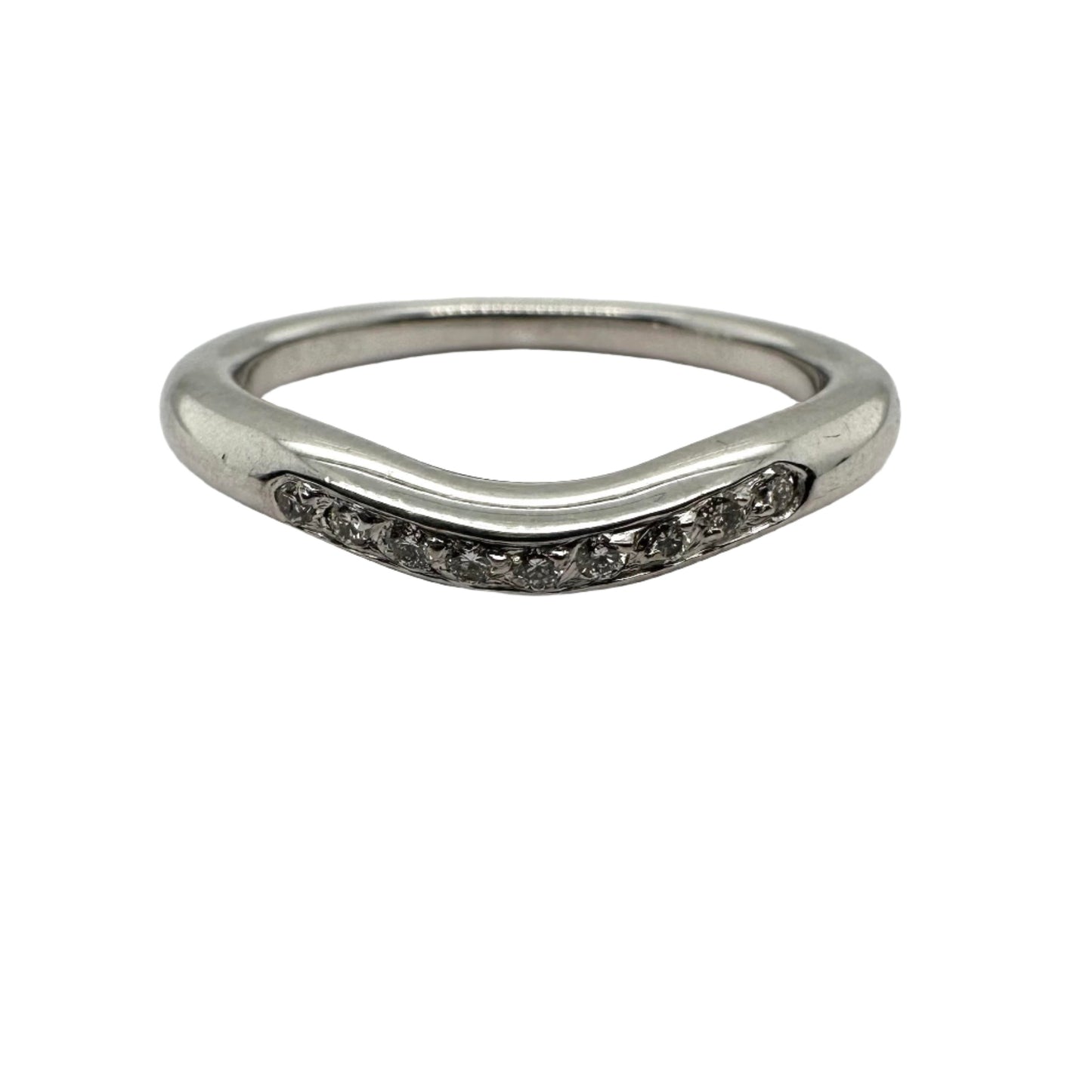 Luxurious 18ct white gold wedding band with diamond accents