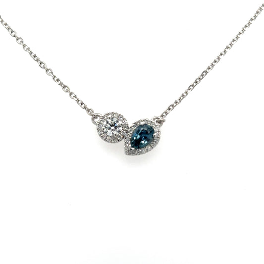Bespoke: Diamond & Teal Sapphire 'Aphrodite' platinum necklace.