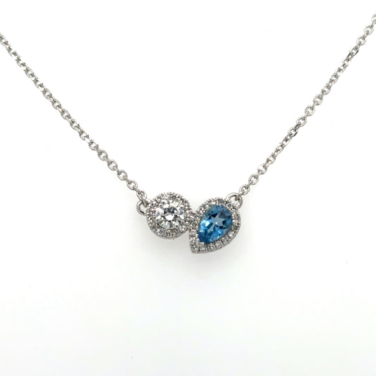 Bespoke: Diamond & Aquamarine 'Aphrodite' platinum necklace.