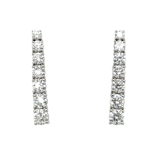 18ct White Gold  Brilliant Cut Diamond Graduating Drop Earrings - 3.52ct