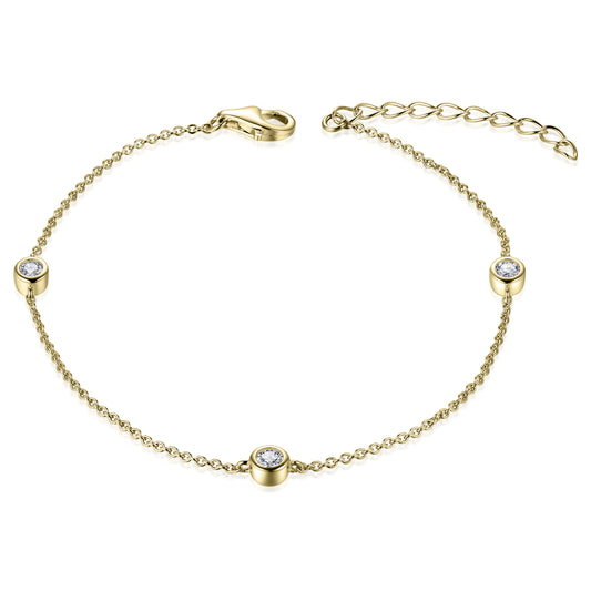 Gisser Sterling silver gold plated bracelet with cubic zirconia in bezel setting. B1000y