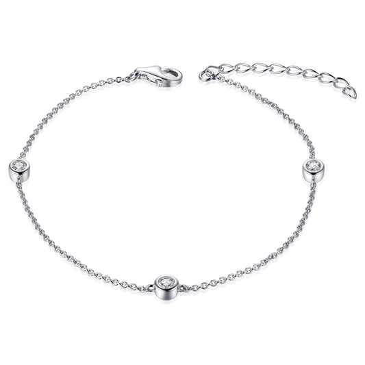 Gisser Sterling Silver Bracelet  with cubic zirconia  in bezel setting. B1000