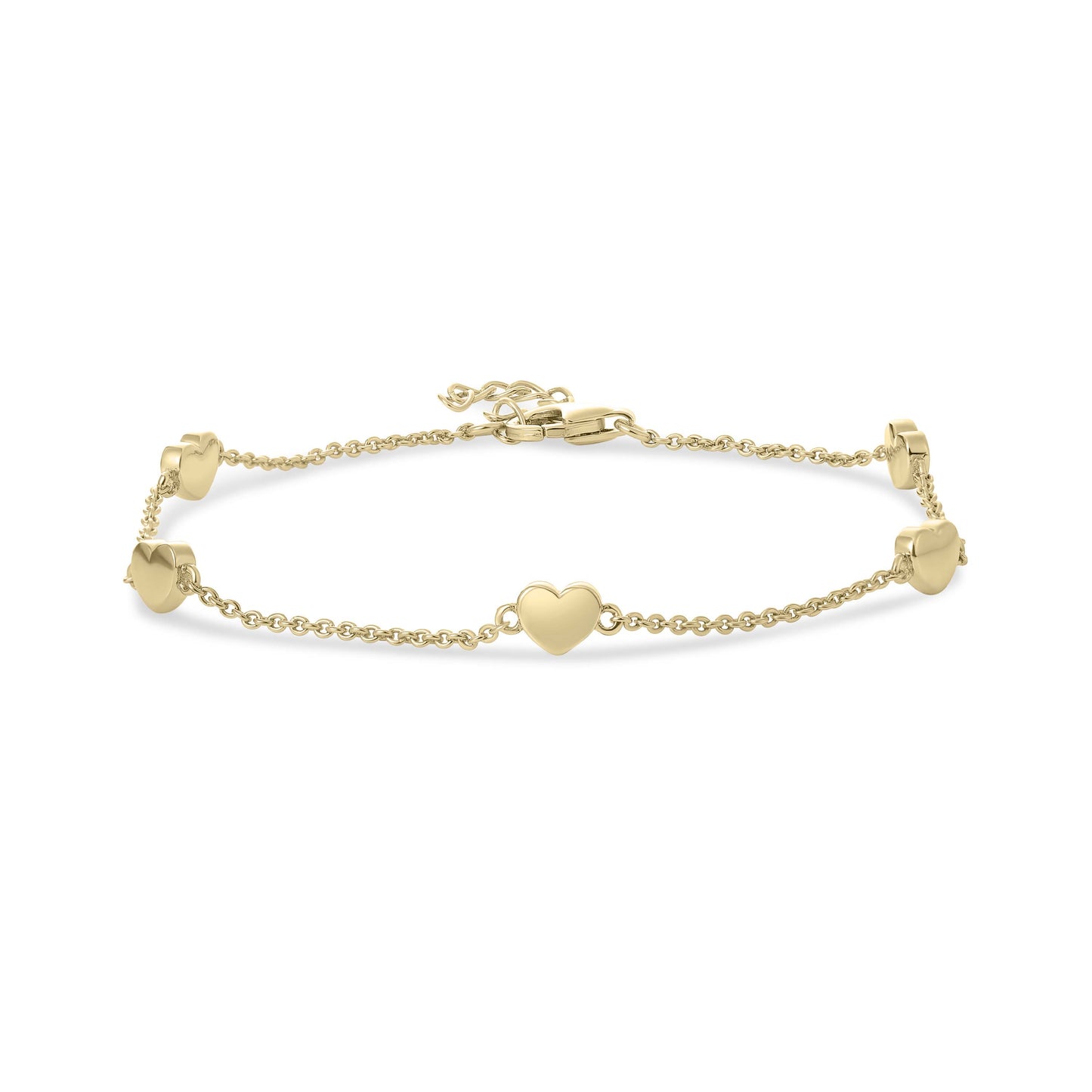 Gisser Gold Plated Silver Bracelet with solid hearts.  B1025Y