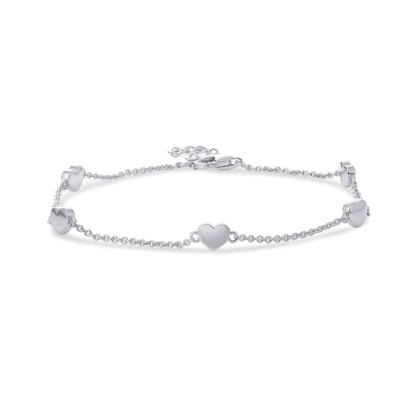 Gisser Sterling Silver Bracelet with solid hearts.  B1025Y