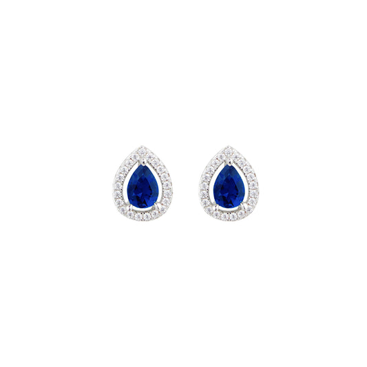 00017025 - Carat sterling silver 'Emile' sapphire blue stud earrings  .CE925W -EMIL-SA