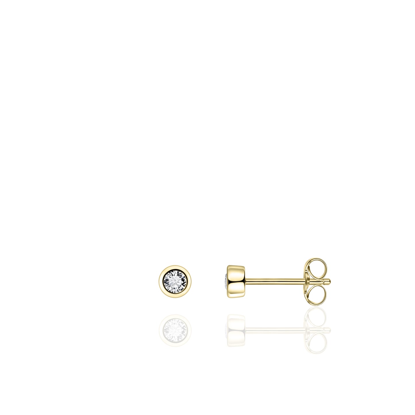 Gisser Gold plated cubic zirconia bezel stud Earrings. E1000Y