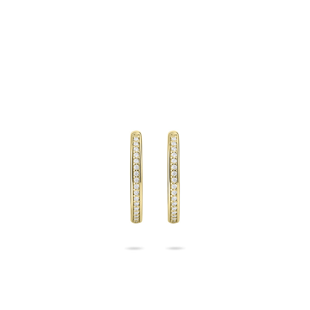 Gisser Gold Plated Cubic Zirconium Channel set hoop earrings. KCD2/15Y