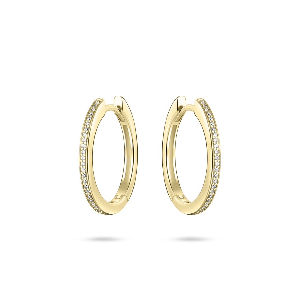 Gisser Gold Plated Cubic Zirconium Channel set hoop earrings. KCD2/20Y