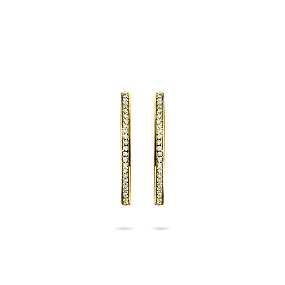 Gisser Gold Plated Cubic Zirconium Channel set hoop earrings. KCD2/20Y