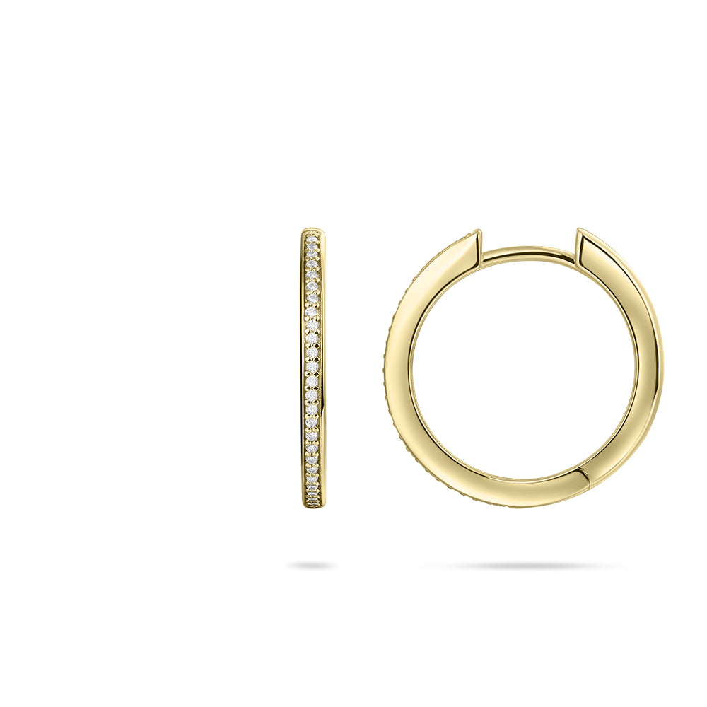 Gisser Gold Plated Cubic Zirconium Channel set hoop earrings. KCD2/20Y