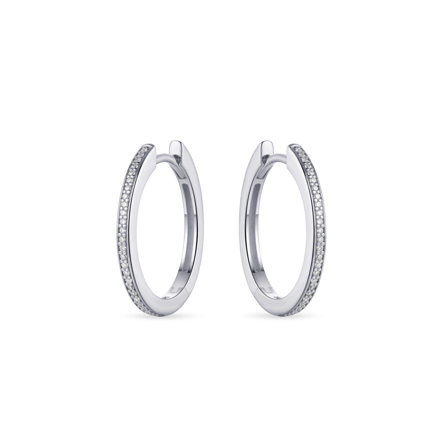 Gisser Sterling silver Cubic Zirconium claw set hoop earrings. KCD2/20