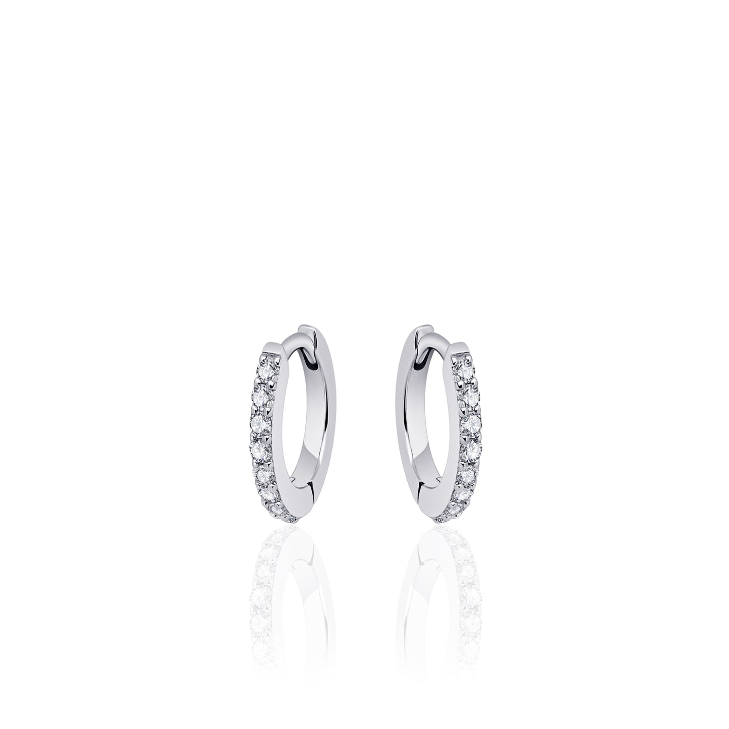 Gisser Sterling silver Cubic Zirconium claw set hoop earrings. KCF2/13.5