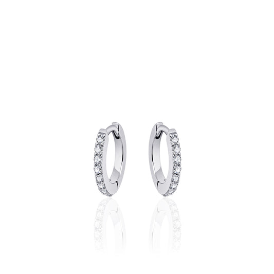 Gisser Sterling silver Cubic Zirconium claw set hoop earrings. KCF2/13.5