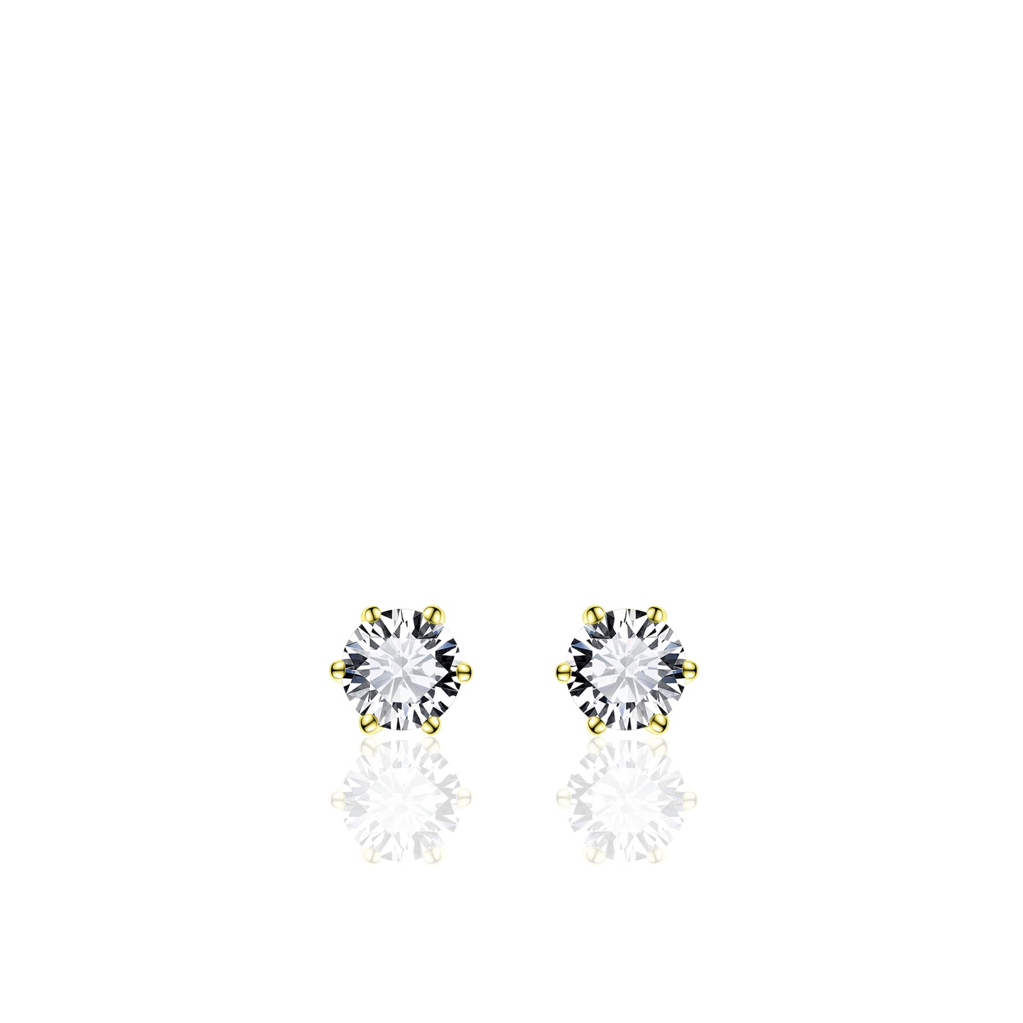 Gisser Gold Plated Silver Cubic Zirconia Stud Earrings SPE05Y