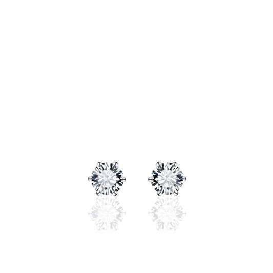 Gisser Silver Cubic Zirconia Stud Earrings SPE05